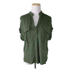 Maeve by Anthropologie Olive Green Top Size Small